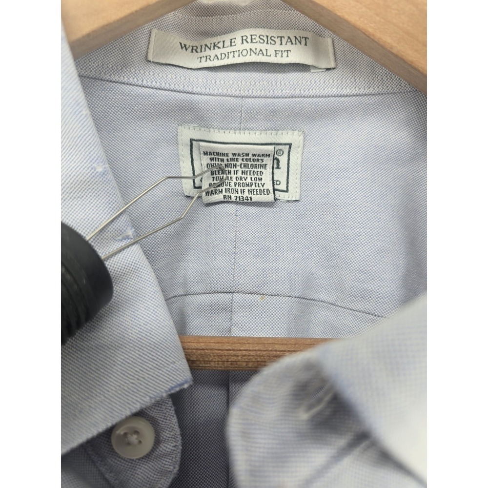 L.L.Bean Button-Down Shirt Mens 16.5-33 Blue Traditional Fit Wrinkle Resistant - Picture 3 of 6